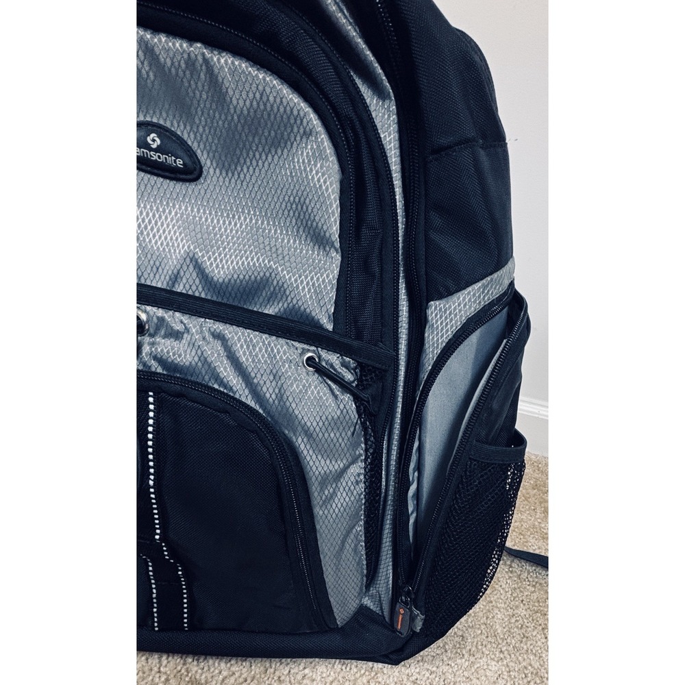 Samsonite Black Gray 17" Sport Backpack 2 Strap Men's Nylon Bag - Picture 5 of 16